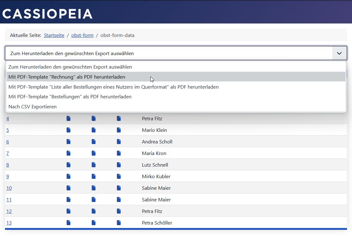 PDF-Templates für Liste