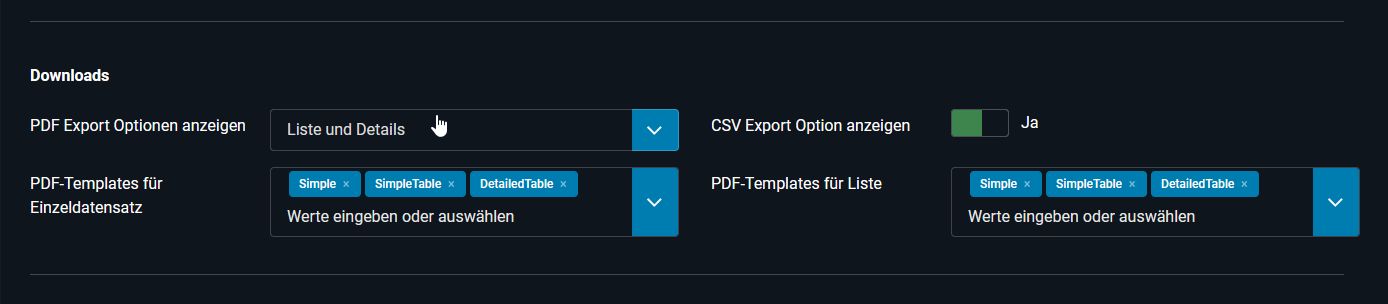 PDF Export Optionen