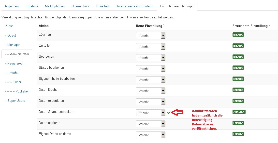 Form permission for admin