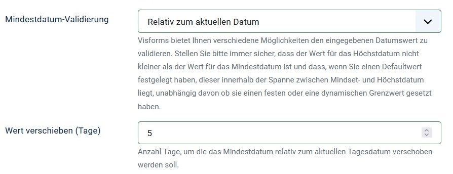 Subscription options for date field validation