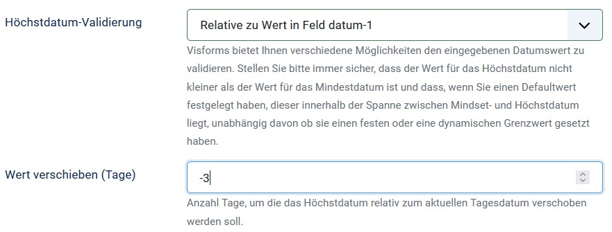 Subscription options for date field validation
