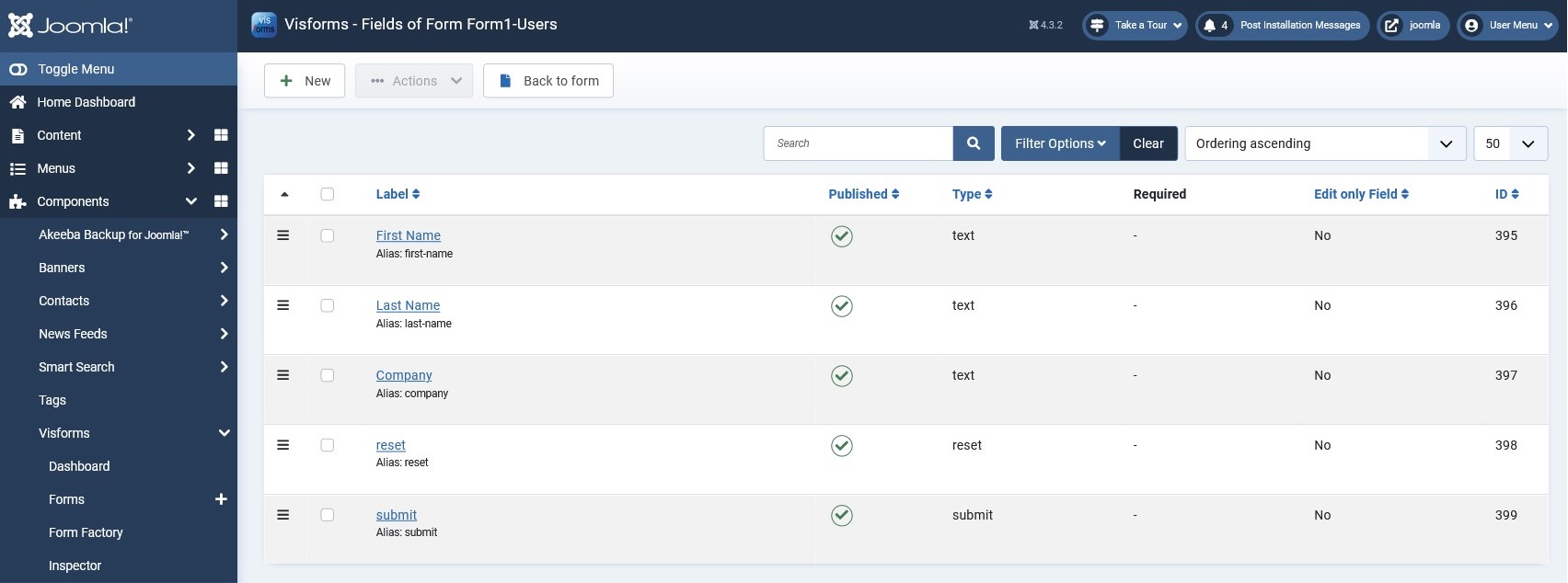 The field IDs of Form 1 are required in the SQL statements of the SQL listbox fields of Form 2