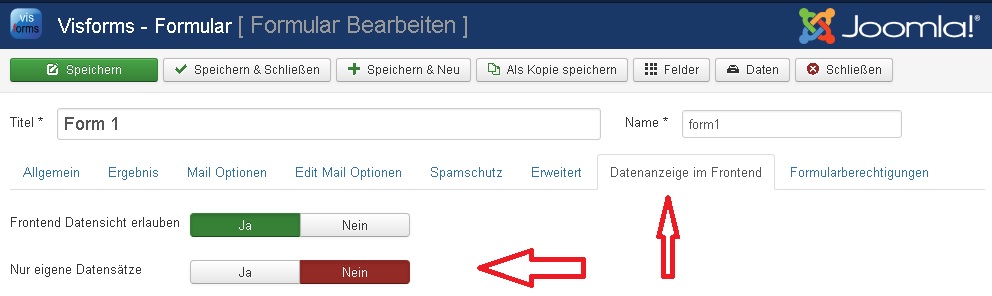 Options to control the limitation of display data to own transmissions
