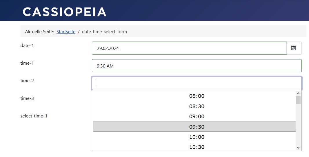 Zeit-Feld mit Zeit-Format '24 Stunden'
