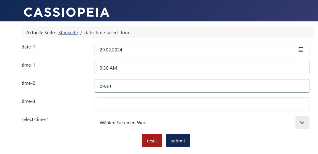 Zeit-Feld mit Zeit-Format '24 Stunden'