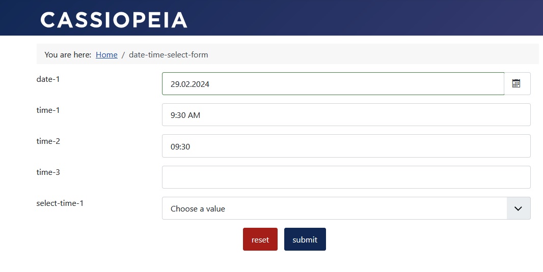 Time field with time format '24 hours'