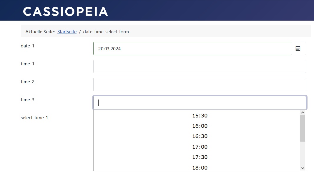 Heute als Datum ausgewählt