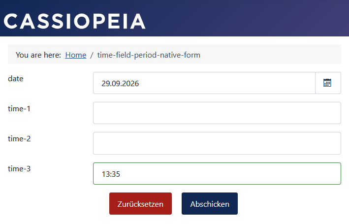 Heute als Datum ausgewählt: Zeit ausgewählt Heute als Datum ausgewählt: Zeit ausgewählt