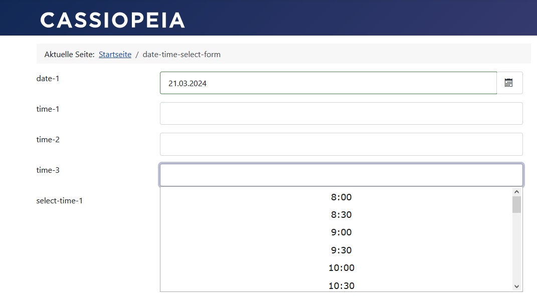 Morgen als Datum ausgewählt