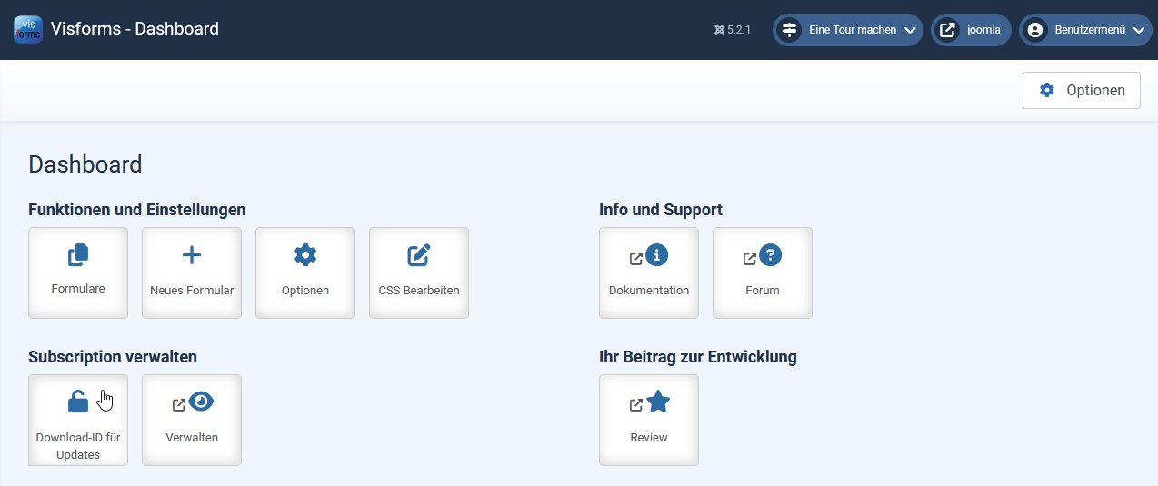 Klicken Sie auf den Button 'Download-ID für Updates'