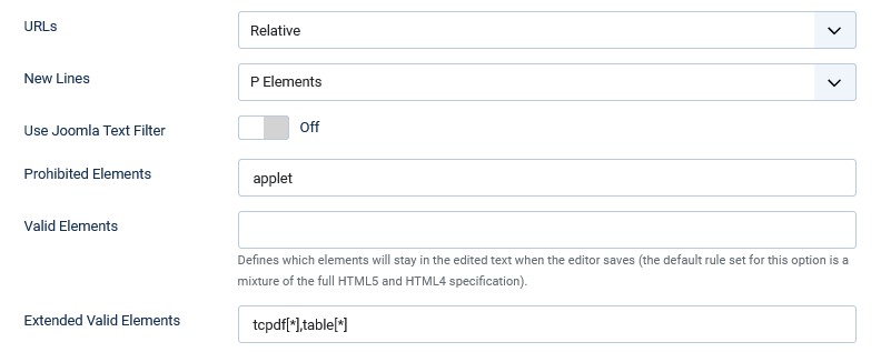 Presets for the user group 'Administrator' Presets for the user group 'Administrator'