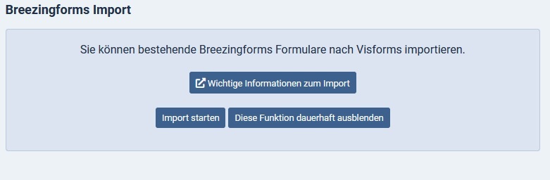 Breezingforms Formulare nach Visforms importieren