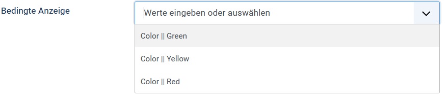 Choose conditional display option Choose conditional display option