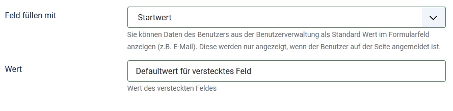 Default value for field type hidden