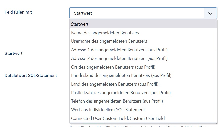 Default value for field type Text