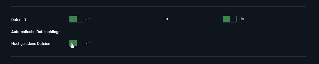 Formular-Konfiguration von E-Mail-Anhängen