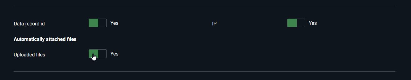 Form Configuration of Email Attachments