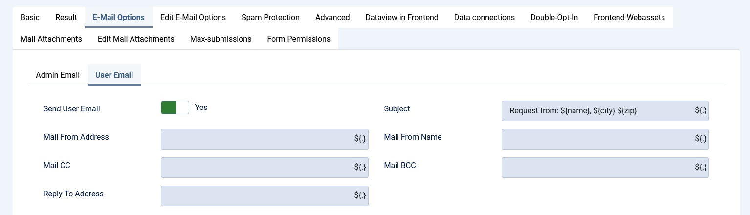 Email configuration options