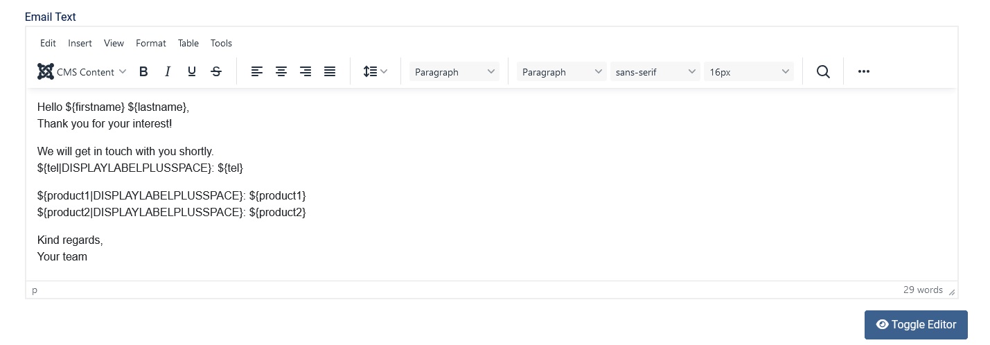 Field placeholder