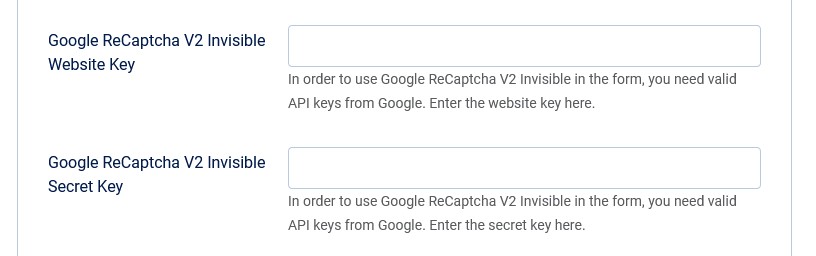 Google reCAPTCHA V2 Invisible key