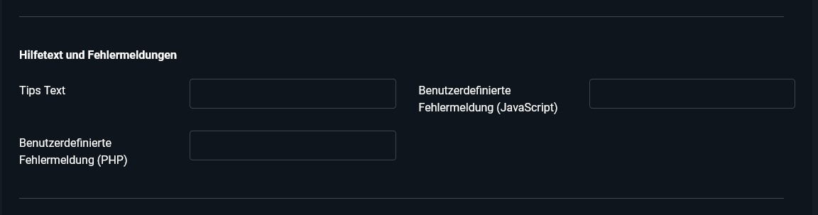 Benutzerdefinierte Fehlermeldungen